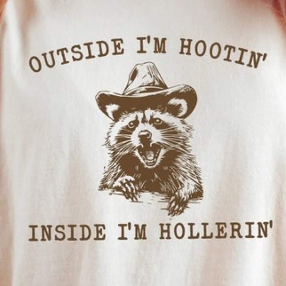 Outside I'm Hootin But Inside I Be Hollerin T-Shirt, Funny Meme Shirt - Picture 2 of 4